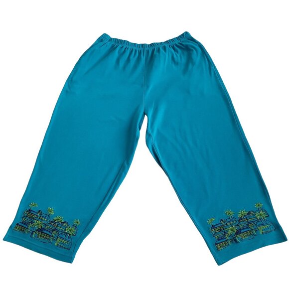 Bechamel Capri Pants Embroidered Design Elastic Waist Pull On Size Large - Picture 5 of 11